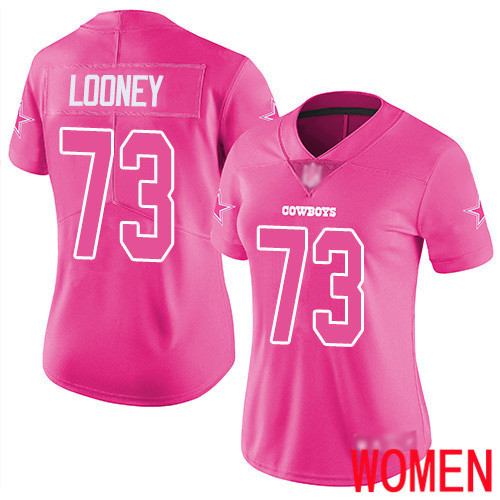 Women Dallas Cowboys Limited Pink Joe Looney #73 Rush Fashion NFL Jersey->women nfl jersey->Women Jersey